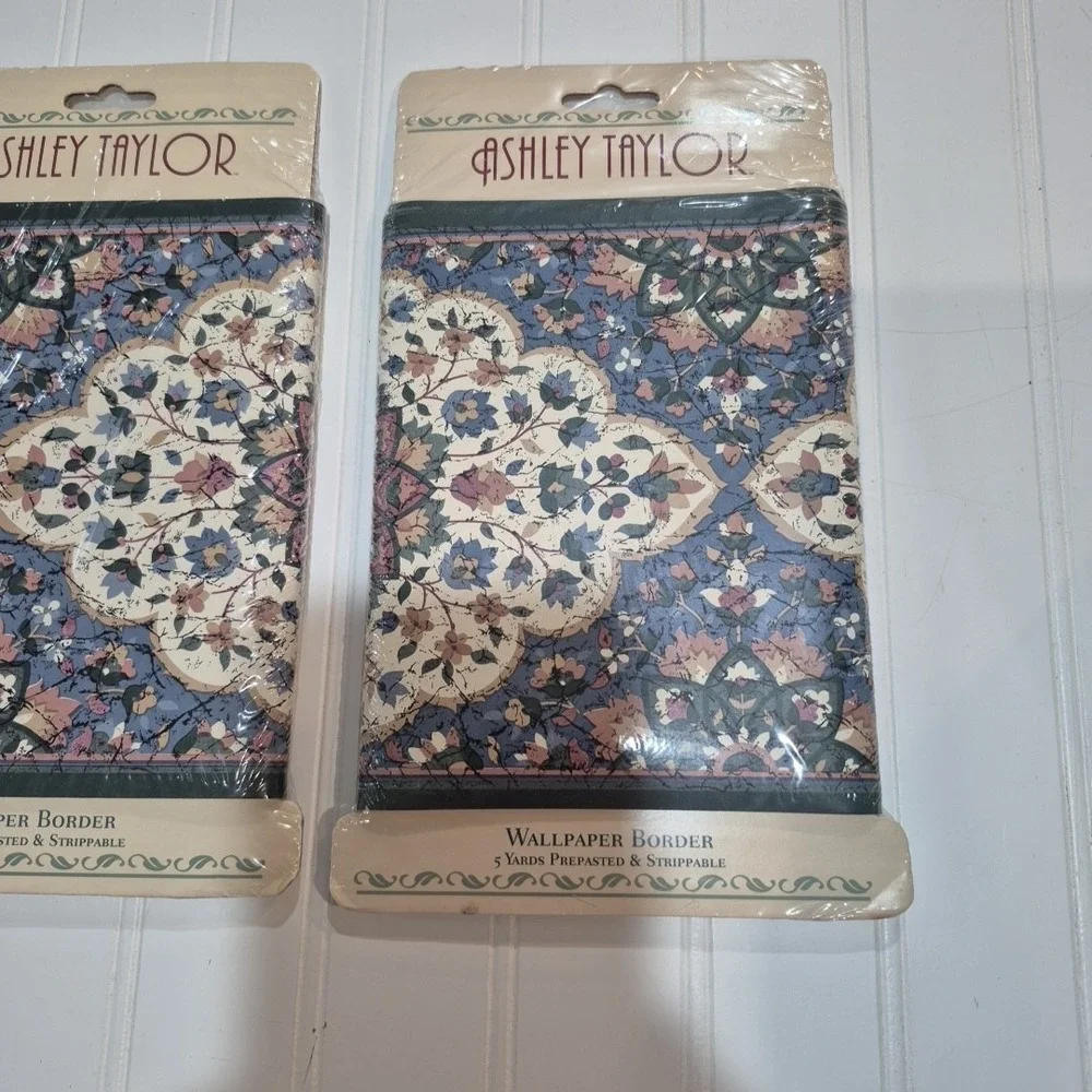Ashley Taylor Stained Glass Wallpaper Border 10 Yds NOS Imperial Floral CS5951B